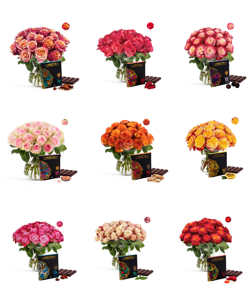 Bi-colored Ecuadorian Roses & Chocolate (Build your Box)