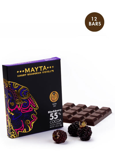 55% Blackberry Luxury Dark Chocolate (Pack of 12) | Blooming Emotions