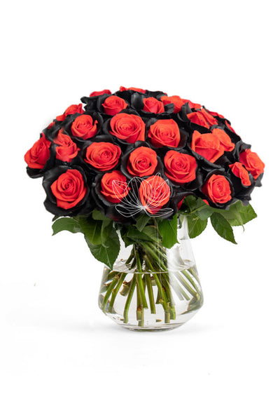 Orange & Black Tinted Roses | Blooming Emotions