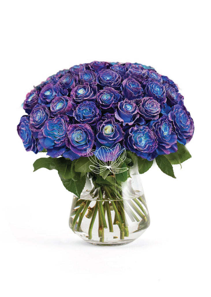 Blue Cosmic Tinted Long Stem Roses | Online Gift Flowers | Blooming ...