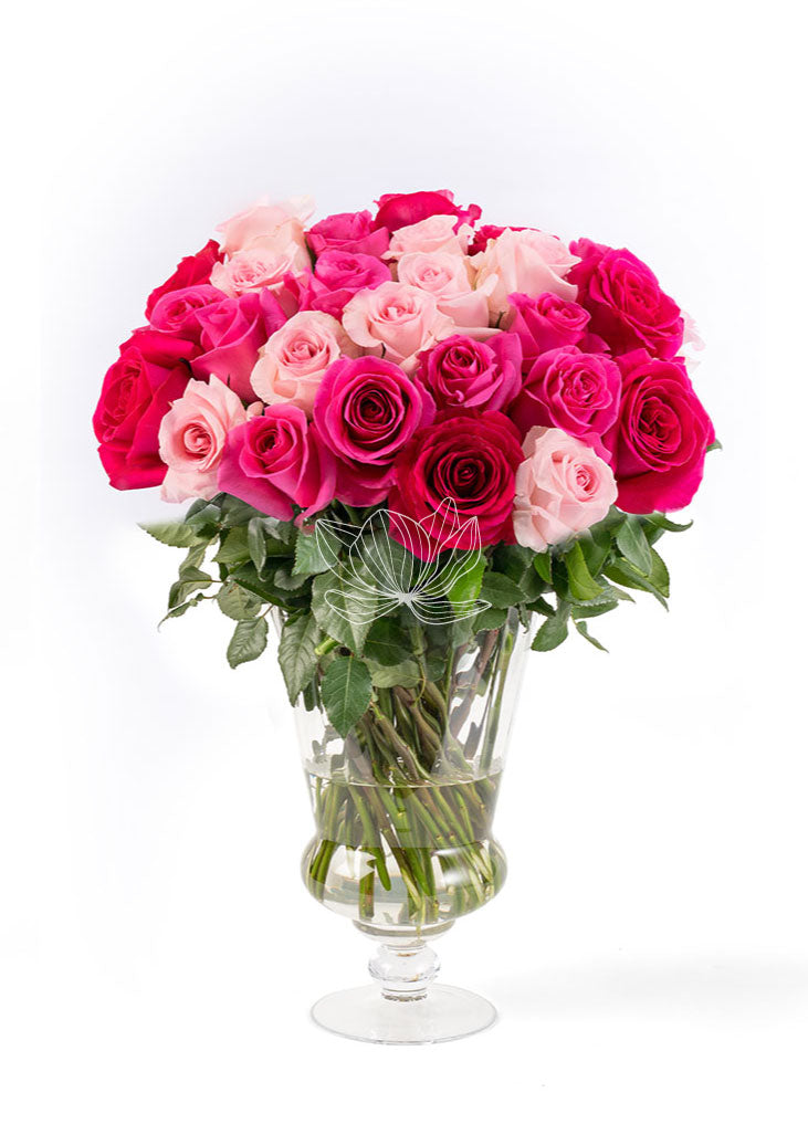 Pink, Hot Pink & Light Pink Long Stemmed Roses | Blooming Emotions ...