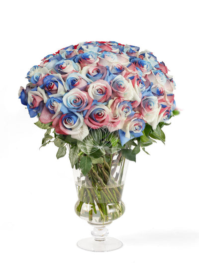 Patriot Rainbow Tinted Long Stemmed Roses | Blooming Emotions