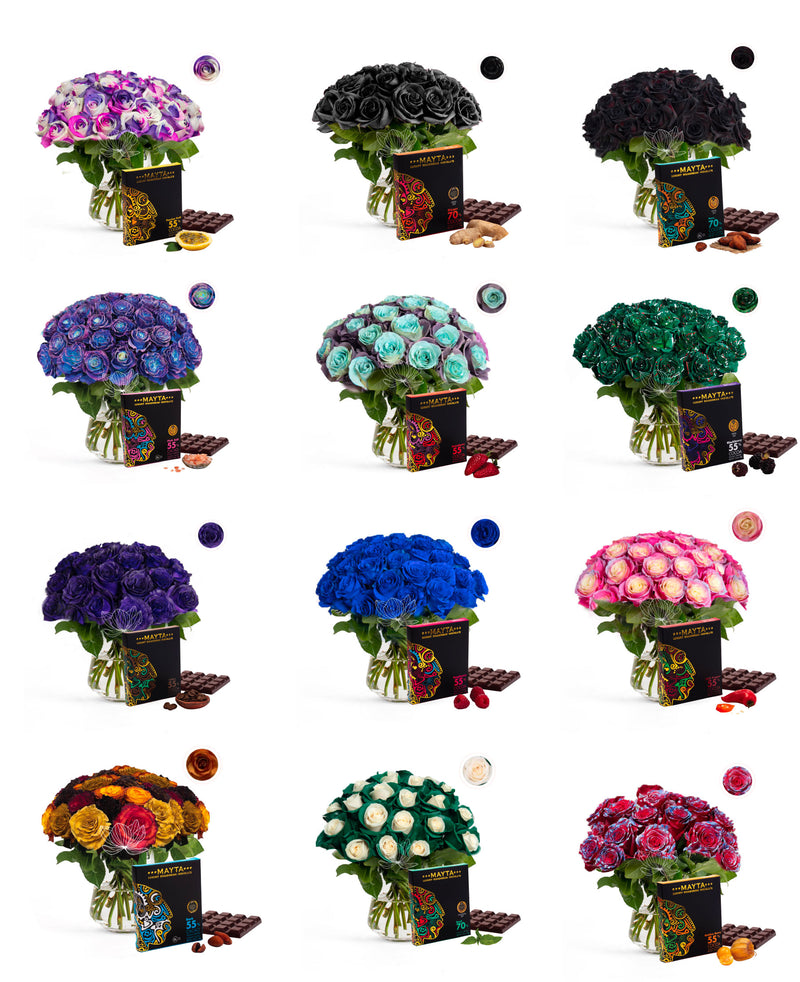 25 Ecuadorian Roses + 6 Dark Chocolate Bars | Blooming Emotions ...